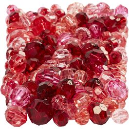Faceted Bead Mix, red harmony, size 4-12 mm, hole size 1-2,5 mm, 250 g/ 1 pack [HOB-61885]
