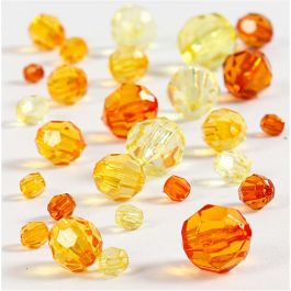 Faceted Bead Mix, yellow, size 4-12 mm, hole size 1-2,5 mm, 45 g/ 1 pack [HOB-618861]
