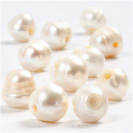 Freshwater Pearls, mother-of-pearl, size 9-11 mm, hole size 2 mm, 10 pc/ 1 pack [HOB-631242]