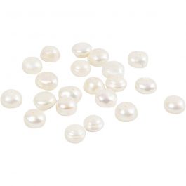 Freshwater Pearls, mother-of-pearl, size 4-6 mm, hole size 1 mm, 40 cm/ 1 pack [HOB-631740]