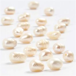 Freshwater Pearls, mother-of-pearl, D 4 mm, hole size 1 mm, 40 cm/ 1 pack [HOB-631750]