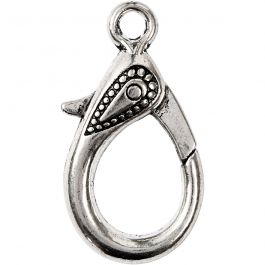 Lobster Claw Clasps, antique silver, L: 30 mm, hole size 3 mm, 4 pc/ 1 pack [HOB-63252]