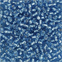 Rocaille Seed Beads, clear turquoise, D 3 mm, size 8/0 , hole size 0,6-1,0 mm, 25 g/ 1 pack [HOB-682201]