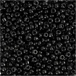 Rocaille Seed Beads, black, D 3 mm, size 8/0 , hole size 0,6-1,0 mm, 25 g/ 1 pack [HOB-682341]