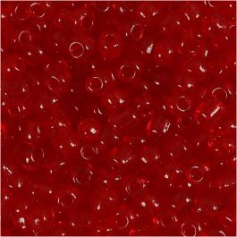Rocaille Seed Beads, clear red, D 4 mm, size 6/0 , hole size 0,9-1,2 mm, 25 g/ 1 pack [HOB-682531]