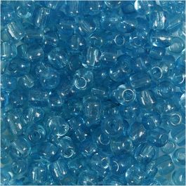 Rocaille Seed Beads, clear turquoise, D 4 mm, size 6/0 , hole size 0,9-1,2 mm, 25 g/ 1 pack [HOB-682541]