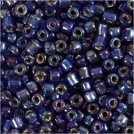 Rocaille Seed Beads, blue oil, D 4 mm, size 6/0 , hole size 0,9-1,2 mm, 25 g/ 1 pack [HOB-682631]