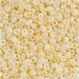 Rocaille Seed Beads, ivory, D 3 mm, size 8/0 , hole size 0,6-1,0 mm, 25 g/ 1 pack [HOB-682731]