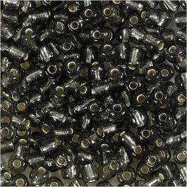Rocaille Seed Beads, clear grey, D 4 mm, size 6/0 , hole size 0,9-1,2 mm, 25 g/ 1 pack [HOB-682741]