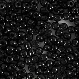 Rocaille Seed Beads, black, D 4 mm, size 6/0 , hole size 0,9-1,2 mm, 25 g/ 1 pack [HOB-682811]