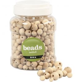 Wooden Beads, 175 g, D 8+10+12+15 mm, hole size 2-3 mm, 400 ml/ 1 bucket [HOB-68482]