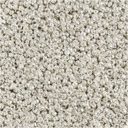 Rocaille Seed Beads, silver metal, D 1,7 mm, size 15/0 , hole size 0,5-0,8 mm, 25 g/ 1 pack [HOB-686720]