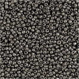 Rocaille Seed Beads, grey metal, D 1,7 mm, size 15/0 , hole size 0,5-0,8 mm, 25 g/ 1 pack [HOB-686730]