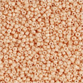 Rocaille Seed Beads, light peach, D 1,7 mm, size 15/0 , hole size 0,5-0,8 mm, 25 g/ 1 pack [HOB-686780]
