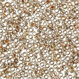 Rocaille Seed Beads, rose gold, D 1,7 mm, size 15/0 , hole size 0,5-0,8 mm, 25 g/ 1 pack [HOB-686890]
