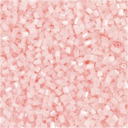 Rocaille Seed Beads 2-cut, transparent rose, D 1,7 mm, size 15/0 , hole size 0,5 mm, 25 g/ 1 pack [HOB-687820]