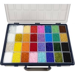 Rocaille Seed Beads, D 1,7+3+4 mm, size 6/0+8/0+15/0 , hole size 0,5-1,2 mm, Colour may vary , 32x100 g/ 1 pack [HOB-688213]