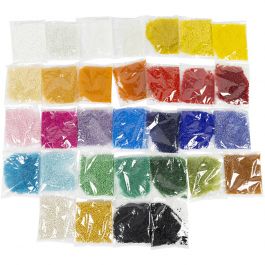 Rocaille Seed Beads, D 1,7+3+4 mm, size 6/0+8/0+12/0 , hole size 0,5-1,2 mm, Colour may vary , 32x100 g/ 1 pack [HOB-68821]