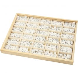 Letter Bead, white, A-Z, &, #, ?, size 8x8 mm, hole size 3 mm, 750 asstd./ 1 pack [HOB-68982]