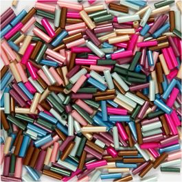 Bead Mix, metallic colours, L: 6 mm, D 1,5-2 mm, hole size 1 mm, 130 g/ 1 pack [HOB-691220]
