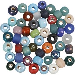 Glass Bead Mix, assorted colours, D 9 mm, hole size 2,5-3 mm, 500 g/ 1 pack [HOB-69280]