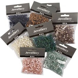 Plastic Beads, assorted colours, D 6 mm, hole size 1,5 mm, Content may vary , 8x40 g/ 1 pack [HOB-69586]