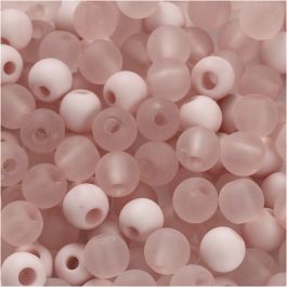 Plastic Beads, rose, D 6 mm, hole size 2 mm, 40 g/ 1 pack [HOB-69591]