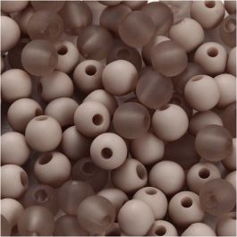 Plastic Beads, light grey, D 6 mm, hole size 2 mm, 40 g/ 1 pack [HOB-69596]