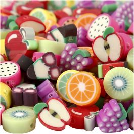 Figure beads, Fruit, D 10 mm, hole size 1,5 mm, 200 asstd./ 1 pack [HOB-69619]