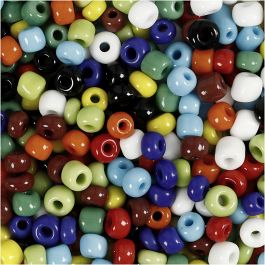 Rocaille Seed Beads, assorted colours, D 4 mm, size 6/0 , hole size 0,9-1,2 mm, 130 g/ 1 pack [HOB-696703]