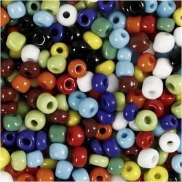 Rocaille Seed Beads, assorted colours, D 4 mm, size 6/0 , hole size 0,9-1,2 mm, 1000 g/ 1 tub [HOB-696704]