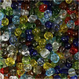 Rocaille Seed Beads, Gloss transparent, D 4 mm, size 6/0 , hole size 0,9-1,2 mm, 1000 g/ 1 pack [HOB-696724]