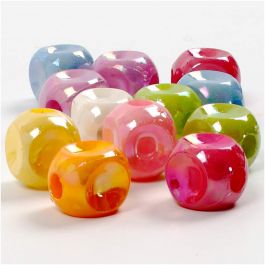 Dice Bead Mix, 60 g, size 10x10 mm, hole size 4 mm, 125 ml/ 1 pack [HOB-697010]