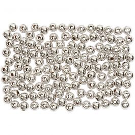 Wax Beads, silver, D 3 mm, hole size 0,7 mm, 150 pc/ 1 pack [HOB-698041]