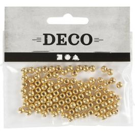 Wax Beads, gold, D 5 mm, hole size 0,7 mm, 100 pc/ 1 pack [HOB-698121]