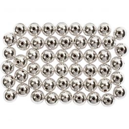 Wax Beads, silver, D 5 mm, hole size 0,7 mm, 100 pc/ 1 pack [HOB-698141]