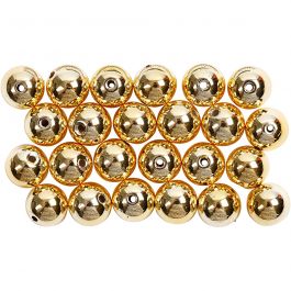 Wax Beads, gold, D 8 mm, hole size 1 mm, 50 pc/ 1 pack [HOB-698221]