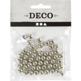 Wax Beads, silver, D 8 mm, hole size 1 mm, 50 pc/ 1 pack [HOB-698241]