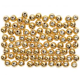 Wax Beads, gold, D 4 mm, hole size 0,7 mm, 150 pc/ 1 pack [HOB-698321]