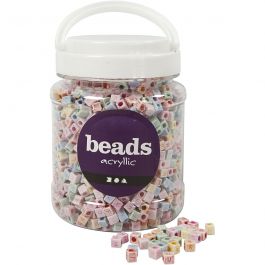 Letter Beads, 500 g, size 6x6 mm, hole size 3 mm, 700 ml/ 1 tub [HOB-69904]