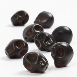 Howlite Beads, black, D 12 mm, hole size 1,5 mm, 32 pc/ 1 pack [HOB-69921]
