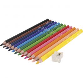 Edu jumbo coloured pencils, assorted colours, thickness 10 mm, lead 5 mm, 12 pc/ 1 pack [HOB-409814]