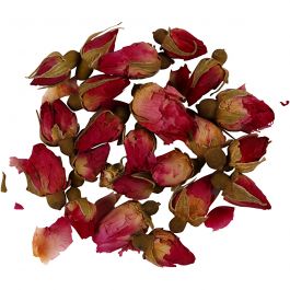 Dried flowers, dark pink, Rosebuds, L: 1 - 2 cm, D 0,6 - 1 cm, 15 g, 1 pack [HOB-709503]