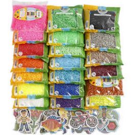 Fuse Beads on a Pegboard, size 5x5 mm, hole size 2.5 mm, asstd. colours, 1set [HOB-75100]