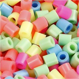Fuse Beads, pastel colours, size 5x5 mm, hole size 2,5 mm, medium, 5000 asstd./ 1 bucket [HOB-75232]