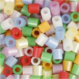 Fuse Beads, mother of pearl colours, size 5x5 mm, hole size 2,5 mm, medium, 5000 asstd./ 1 bucket [HOB-75262]