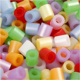 Fuse Beads, mother of pearl colours, size 5x5 mm, hole size 2,5 mm, medium, 1100 asstd./ 1 pack [HOB-75263]