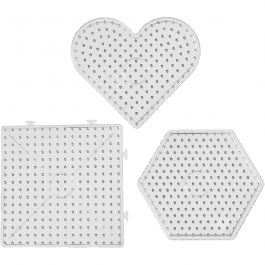 Peg Board, clear, hearts, hexagons, squares, size 15x15-17,5x17,5 cm, JUMBO, 6 pc/ 1 pack [HOB-75324]