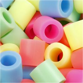 Fuse Beads, pastel colours, size 10x10 mm, hole size 5,5 mm, JUMBO, 550 asstd./ 1 pack [HOB-75352]