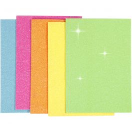 EVA Foam Sheets, assorted colours, A5, 150x210 mm, thickness 2 mm, 5 sheet/ 1 pack [HOB-769013]